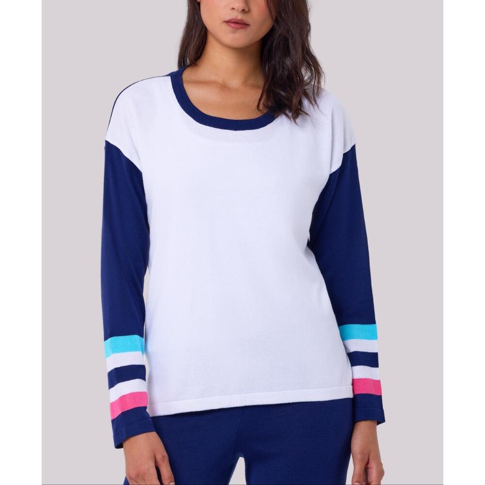 NEW ANGEL APPAREL knit stripe top in white/multi